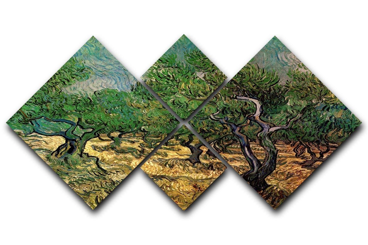Olive Grove 2 by Van Gogh 4 Square Multi Panel Canvas  - Canvas Art Rocks - 1