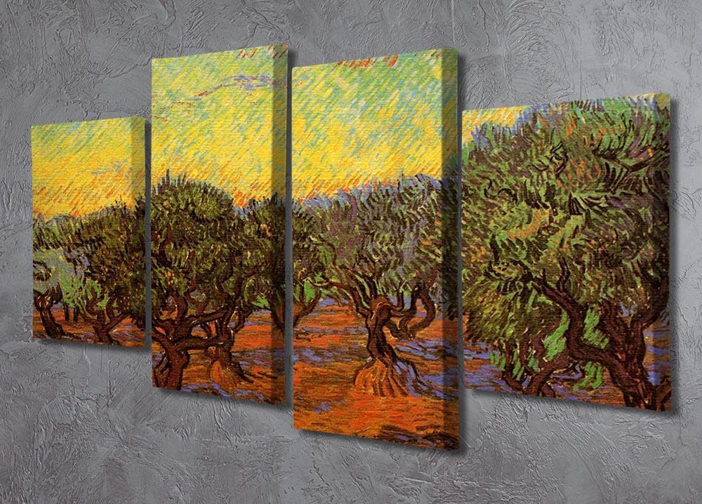 Olive Grove Orange Sky by Van Gogh 4 Split Panel Canvas - Canvas Art Rocks - 2