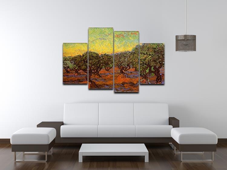 Olive Grove Orange Sky by Van Gogh 4 Split Panel Canvas - Canvas Art Rocks - 3