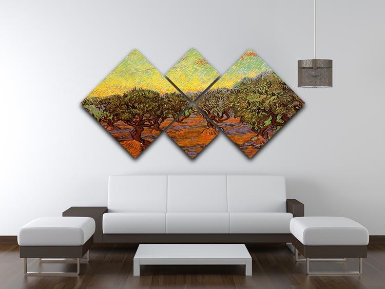 Olive Grove Orange Sky by Van Gogh 4 Square Multi Panel Canvas - Canvas Art Rocks - 3