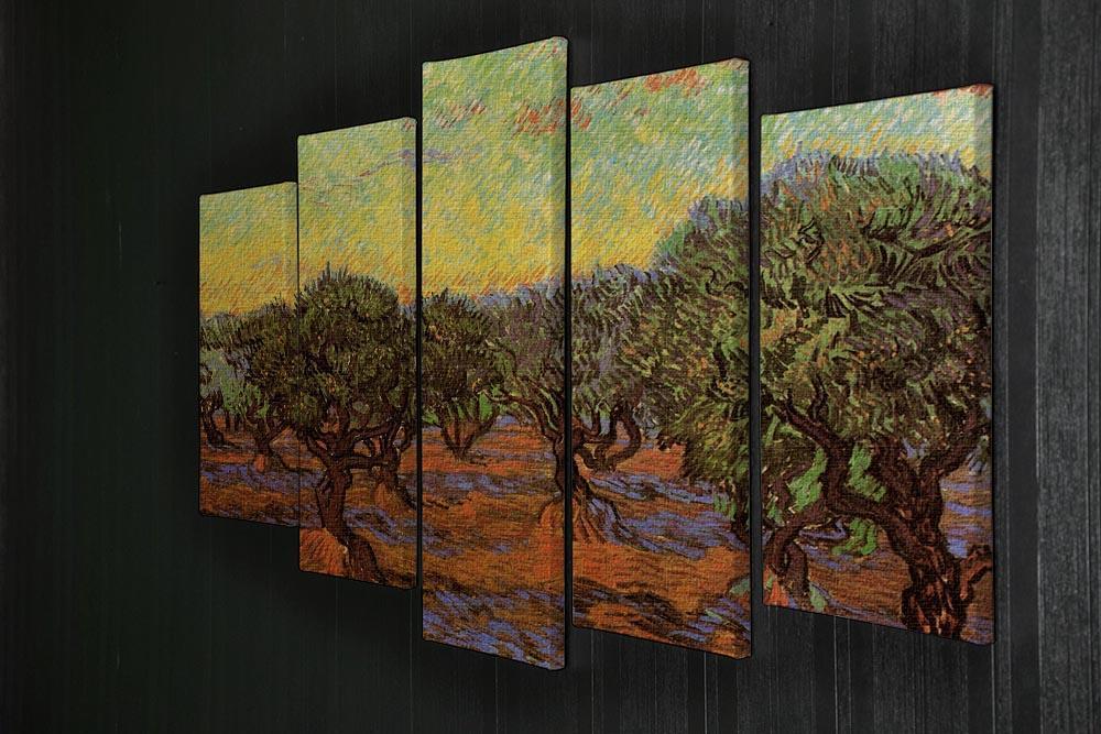 Olive Grove Orange Sky by Van Gogh 5 Split Panel Canvas - Canvas Art Rocks - 2