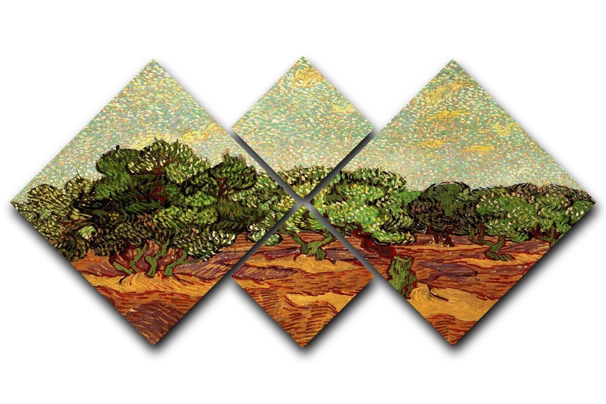 Olive Grove Pale Blue Sky by Van Gogh 4 Square Multi Panel Canvas  - Canvas Art Rocks - 1