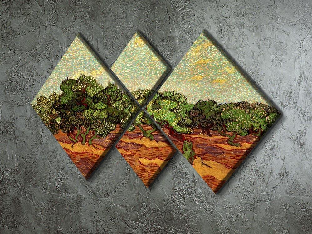 Olive Grove Pale Blue Sky by Van Gogh 4 Square Multi Panel Canvas - Canvas Art Rocks - 2