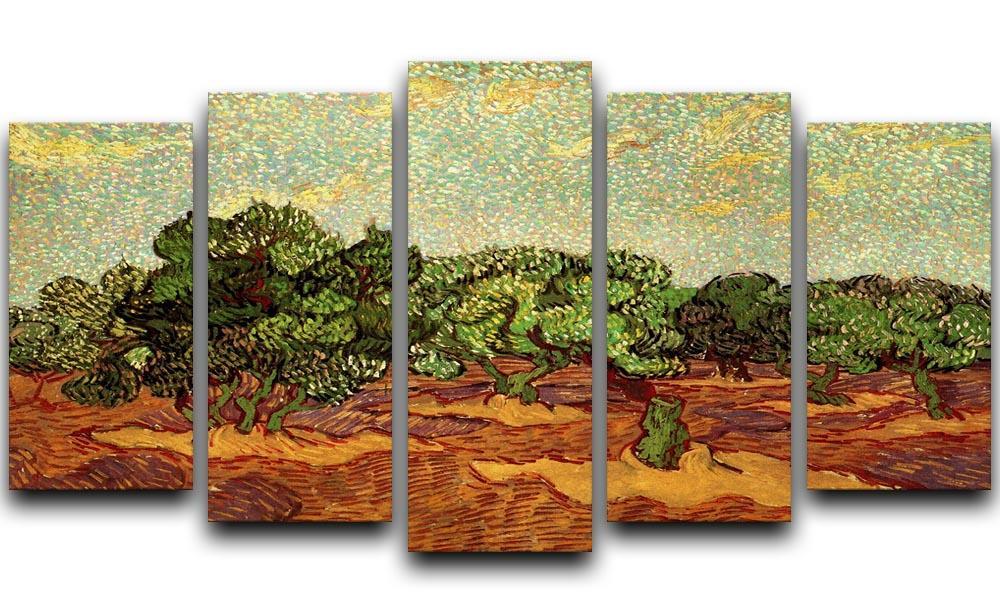 Olive Grove Pale Blue Sky by Van Gogh 5 Split Panel Canvas  - Canvas Art Rocks - 1
