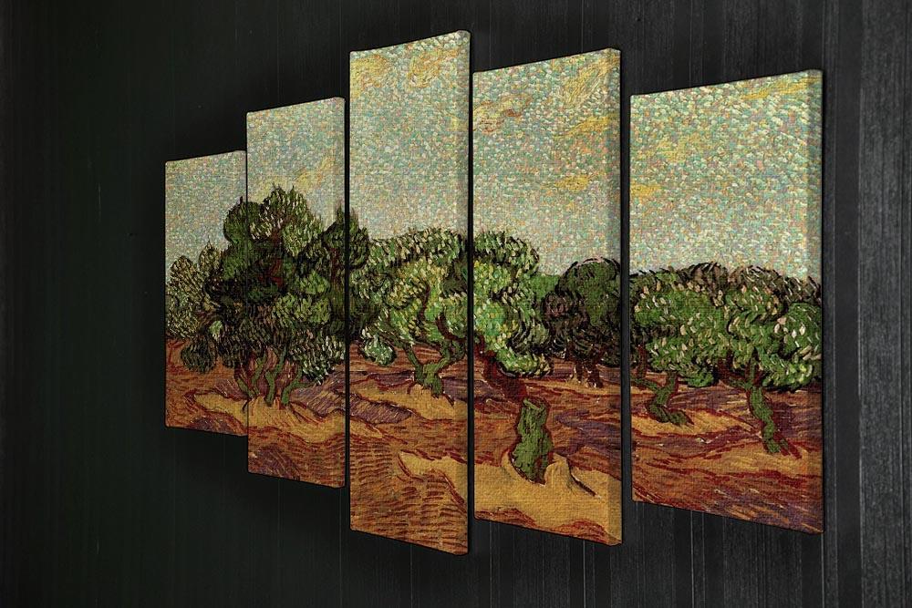 Olive Grove Pale Blue Sky by Van Gogh 5 Split Panel Canvas - Canvas Art Rocks - 2