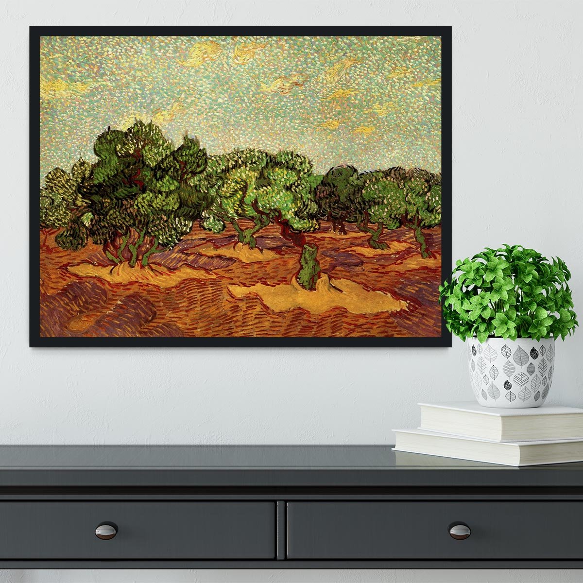 Olive Grove Pale Blue Sky by Van Gogh Framed Print - Canvas Art Rocks - 2