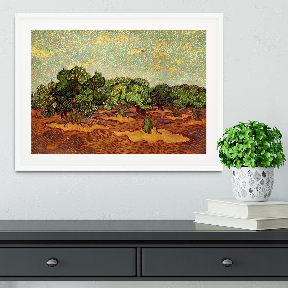 Olive Grove Pale Blue Sky by Van Gogh Framed Print - Canvas Art Rocks - 5