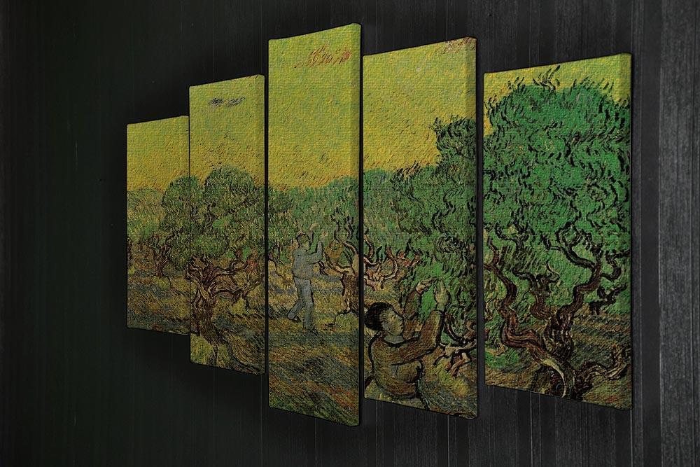 Olive Grove with Picking Figures by Van Gogh 5 Split Panel Canvas - Canvas Art Rocks - 2