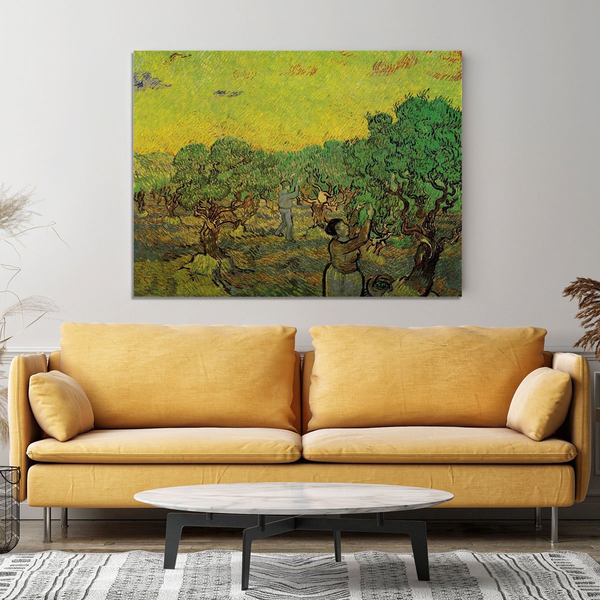 Olive Grove with Picking Figures by Van Gogh Canvas Print or Poster