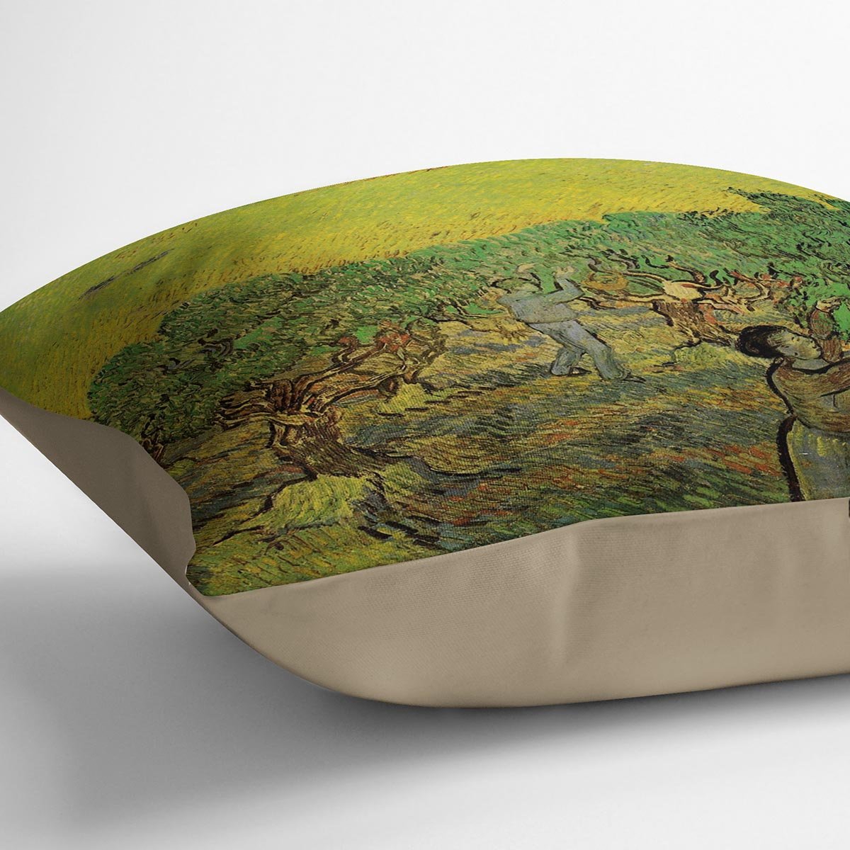 Olive Grove with Picking Figures by Van Gogh Throw Pillow