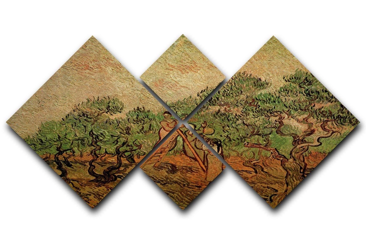 Olive Picking by Van Gogh 4 Square Multi Panel Canvas  - Canvas Art Rocks - 1