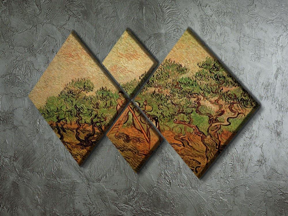 Olive Picking by Van Gogh 4 Square Multi Panel Canvas - Canvas Art Rocks - 2