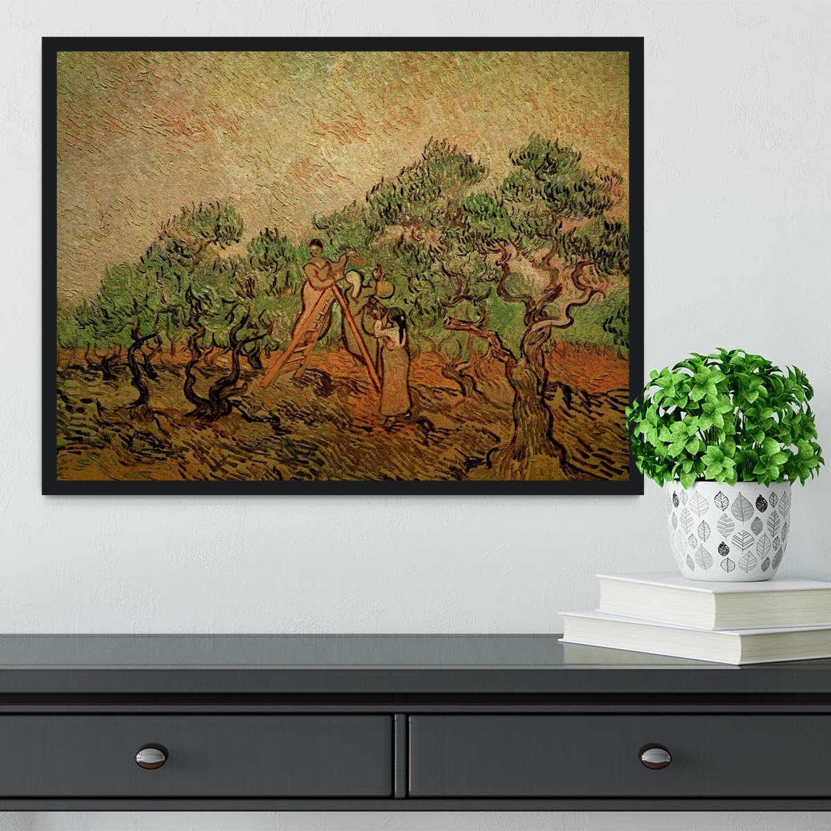 Olive Picking by Van Gogh Framed Print - Canvas Art Rocks - 2