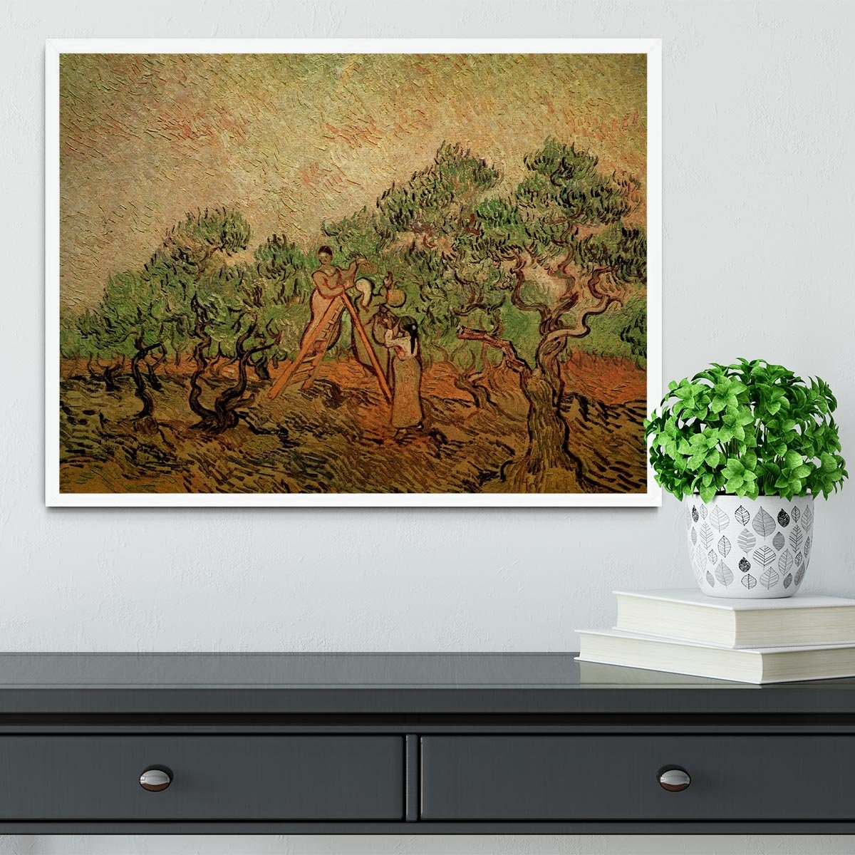 Olive Picking by Van Gogh Framed Print - Canvas Art Rocks -6