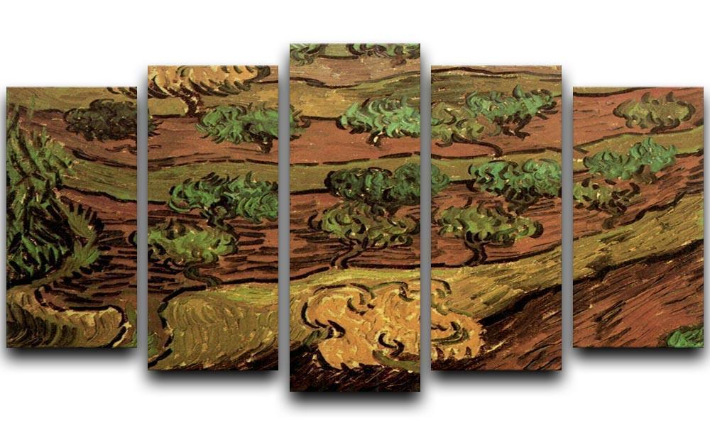 Olive Trees against a Slope of a Hill by Van Gogh 5 Split Panel Canvas  - Canvas Art Rocks - 1