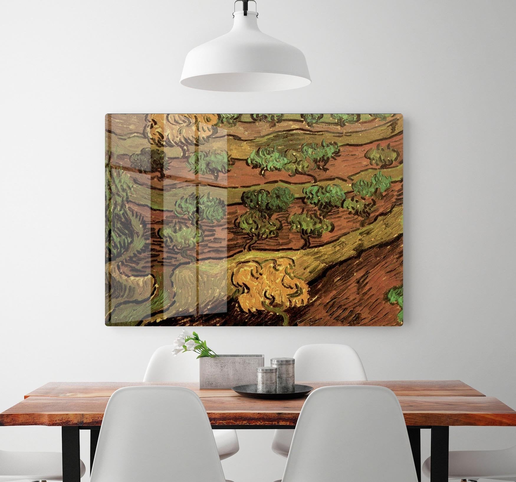 Olive Trees against a Slope of a Hill by Van Gogh HD Metal Print