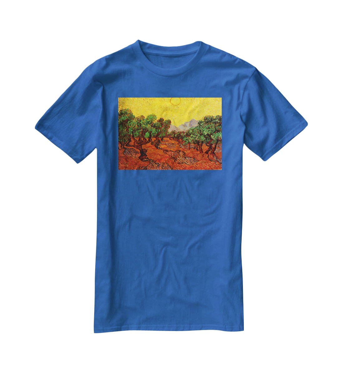 Olive Trees with Yellow Sky and Sun by Van Gogh T-Shirt - Canvas Art Rocks - 2