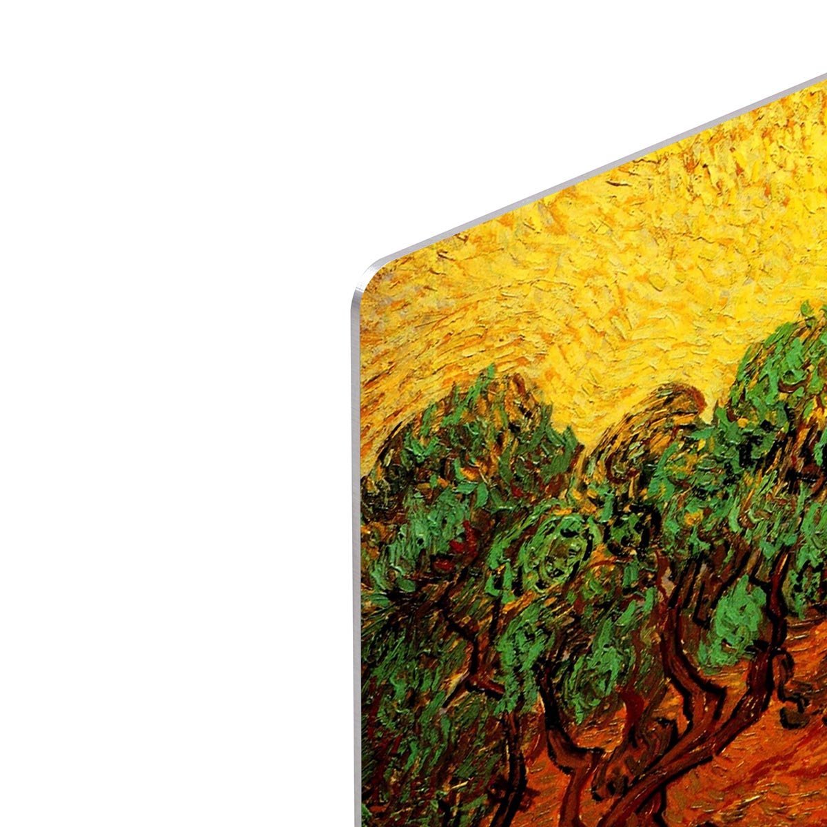 Olive Trees with Yellow Sky and Sun by Van Gogh HD Metal Print