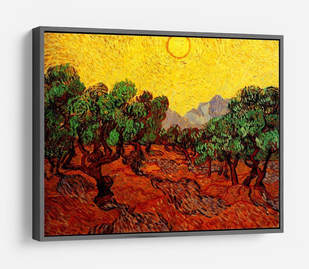 Olive Trees with Yellow Sky and Sun by Van Gogh HD Metal Print