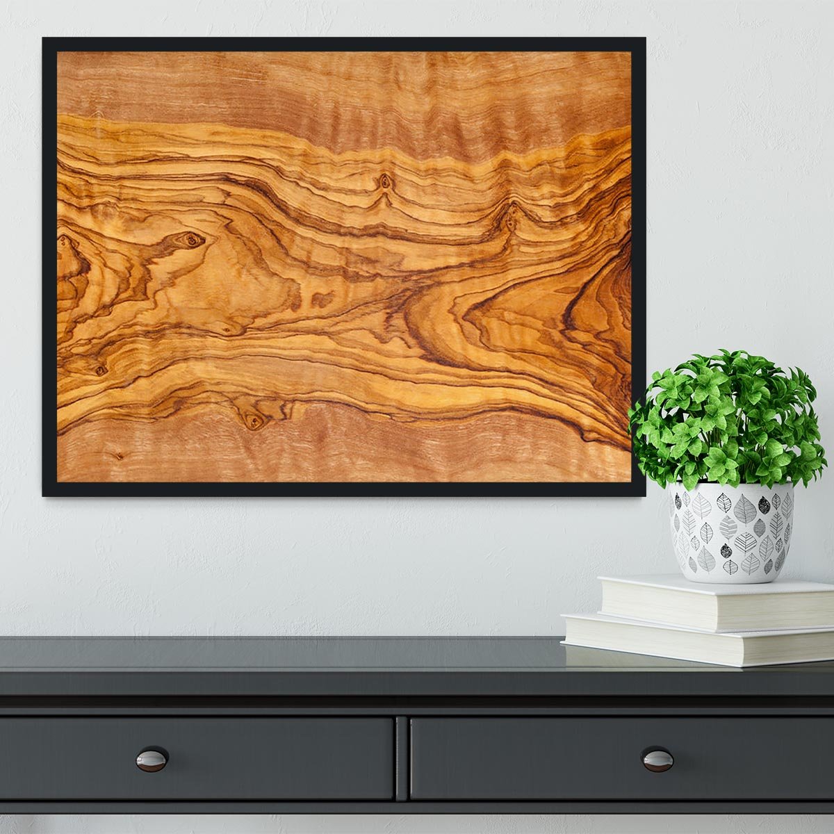 Olive tree wood slice Framed Print - Canvas Art Rocks - 2