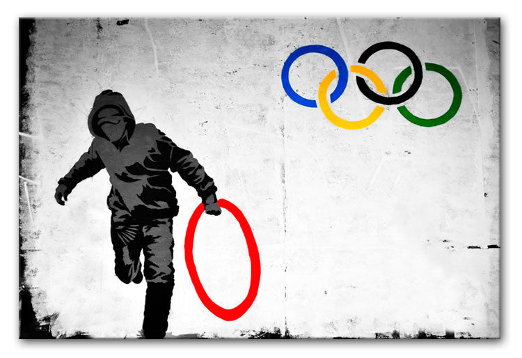 Banksy Olympic Rings Looter Print - Canvas Art Rocks - 3
