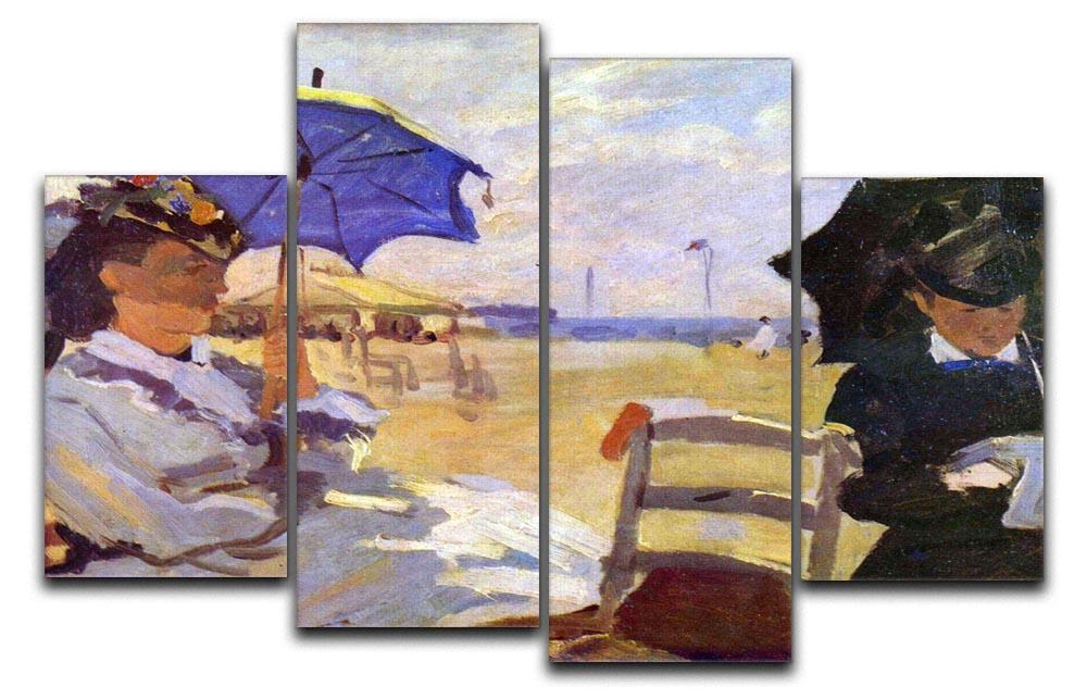 On the beach at Trouville by Monet 4 Split Panel Canvas  - Canvas Art Rocks - 1