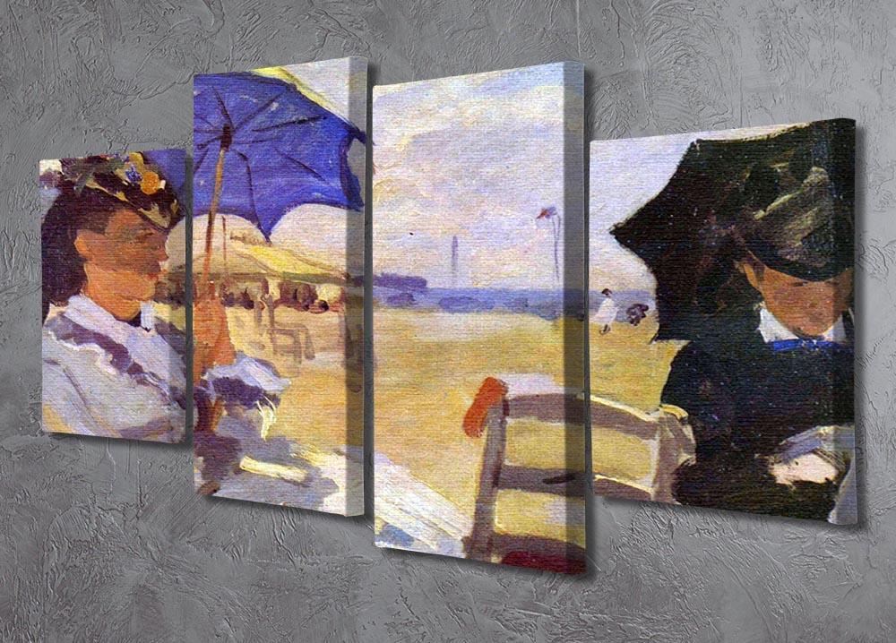 On the beach at Trouville by Monet 4 Split Panel Canvas - Canvas Art Rocks - 2