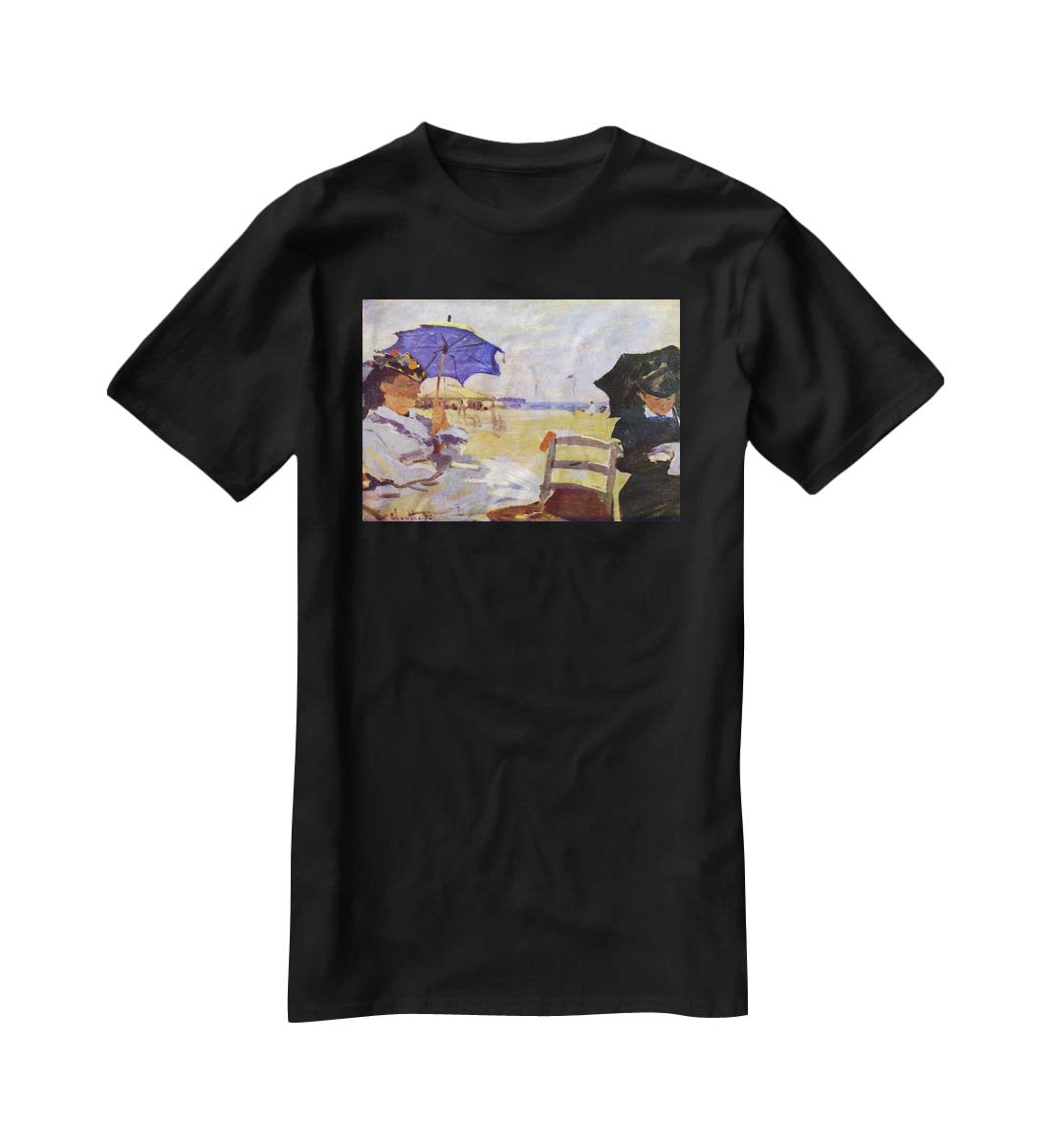 On the beach at Trouville by Monet T-Shirt - Canvas Art Rocks - 1