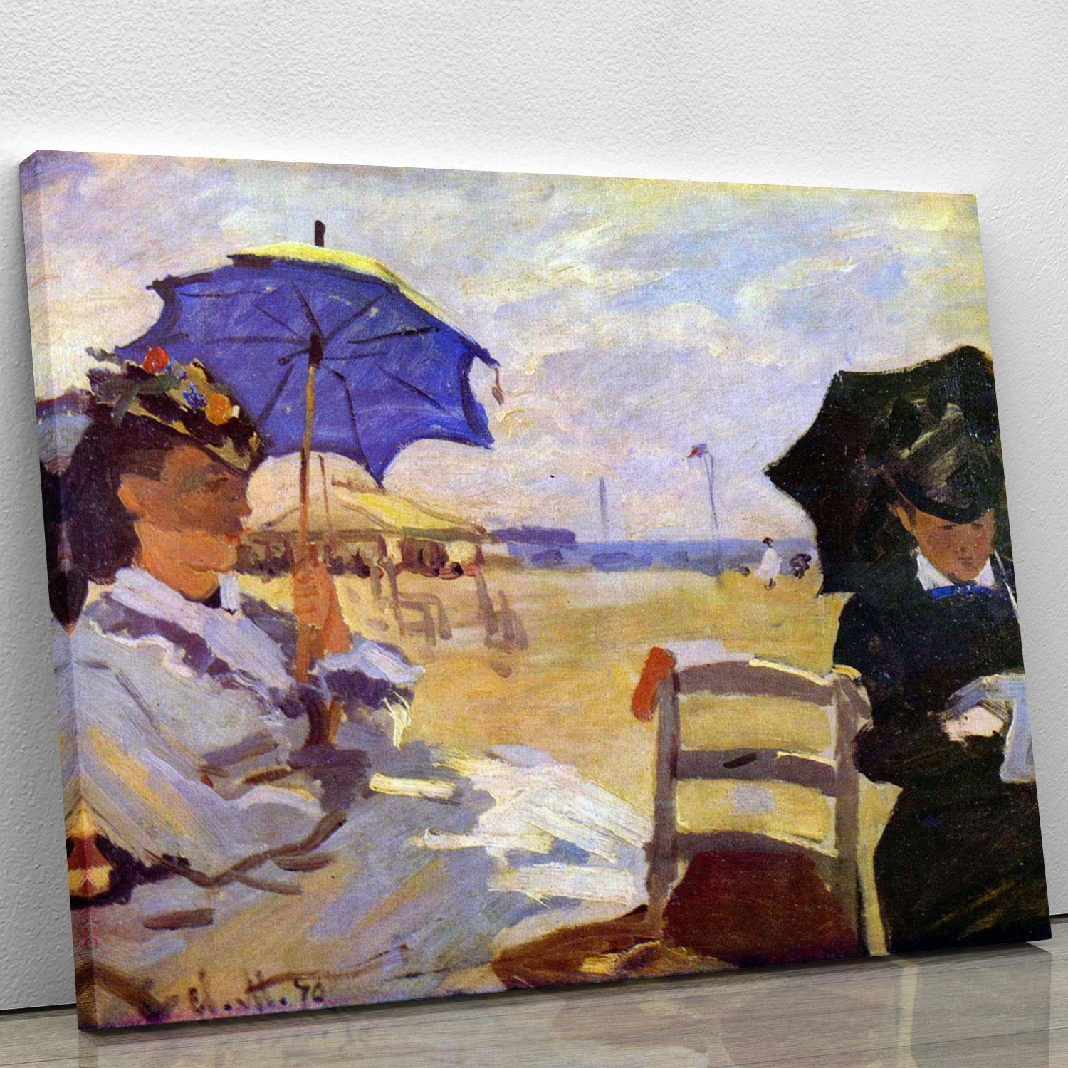 On the beach at Trouville by Monet Canvas Print or Poster