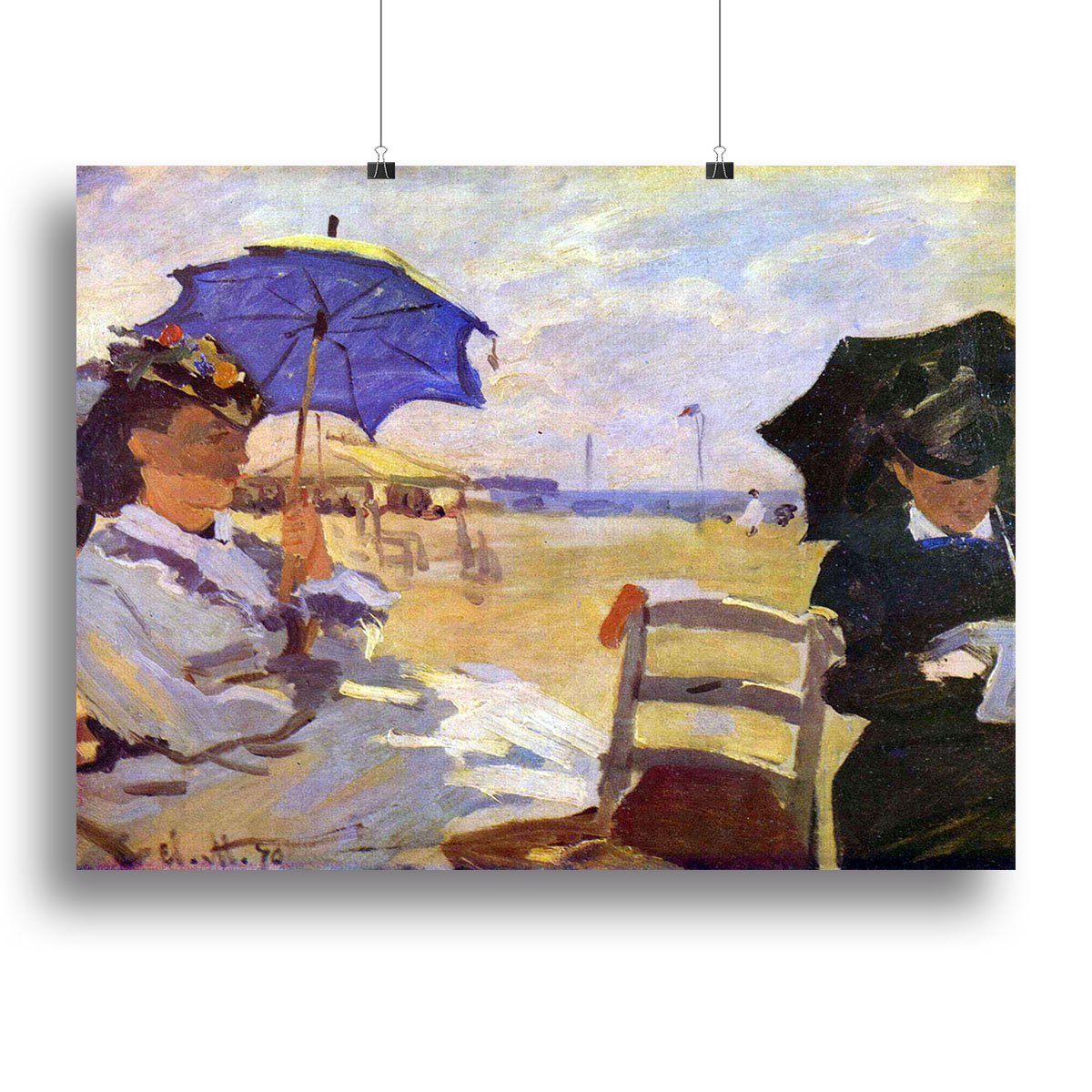 On the beach at Trouville by Monet Canvas Print or Poster