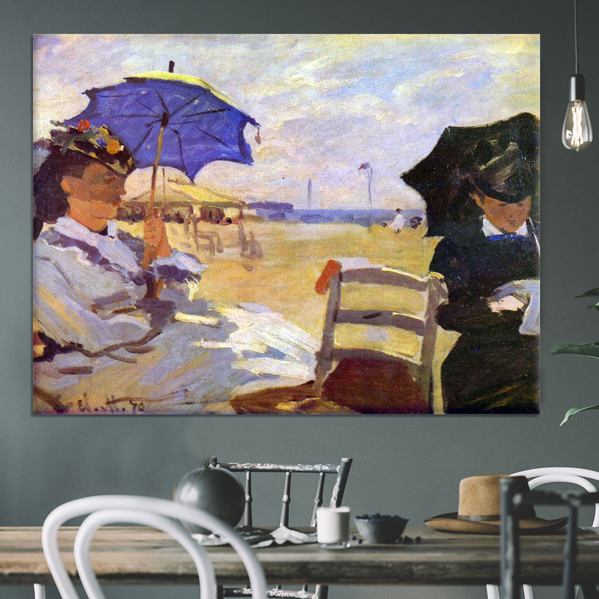 On the beach at Trouville by Monet Canvas Print or Poster - Canvas Art Rocks - 3