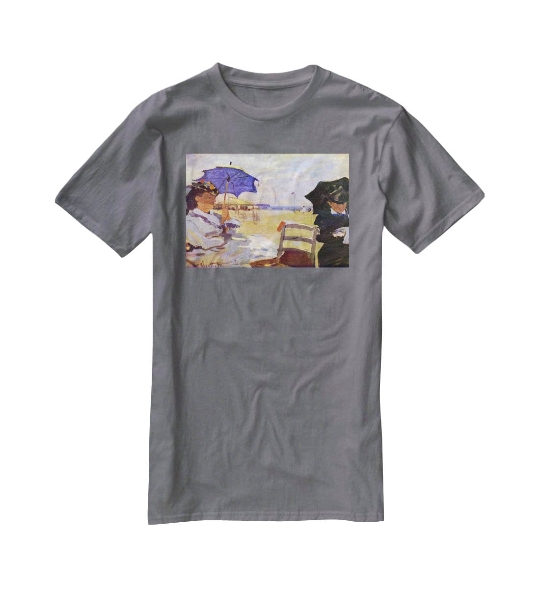 On the beach at Trouville by Monet T-Shirt - Canvas Art Rocks - 3