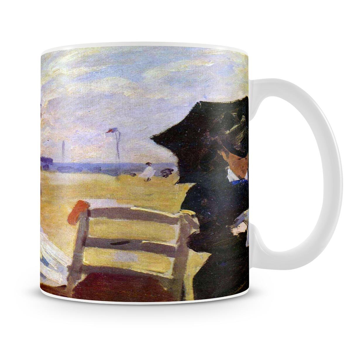 On the beach at Trouville by Monet Mug - Canvas Art Rocks - 4