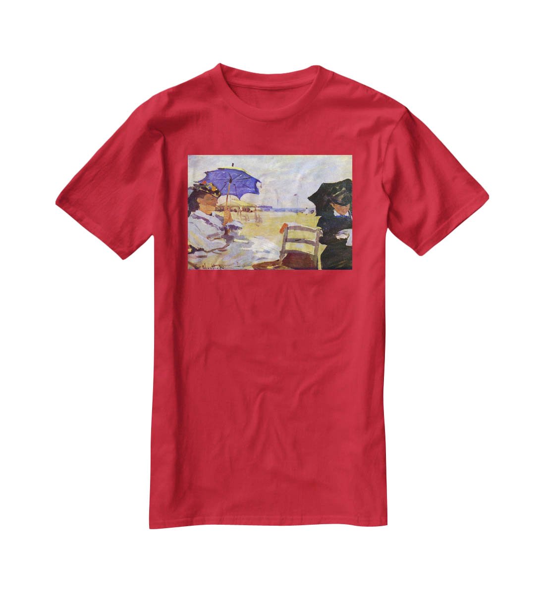 On the beach at Trouville by Monet T-Shirt - Canvas Art Rocks - 4