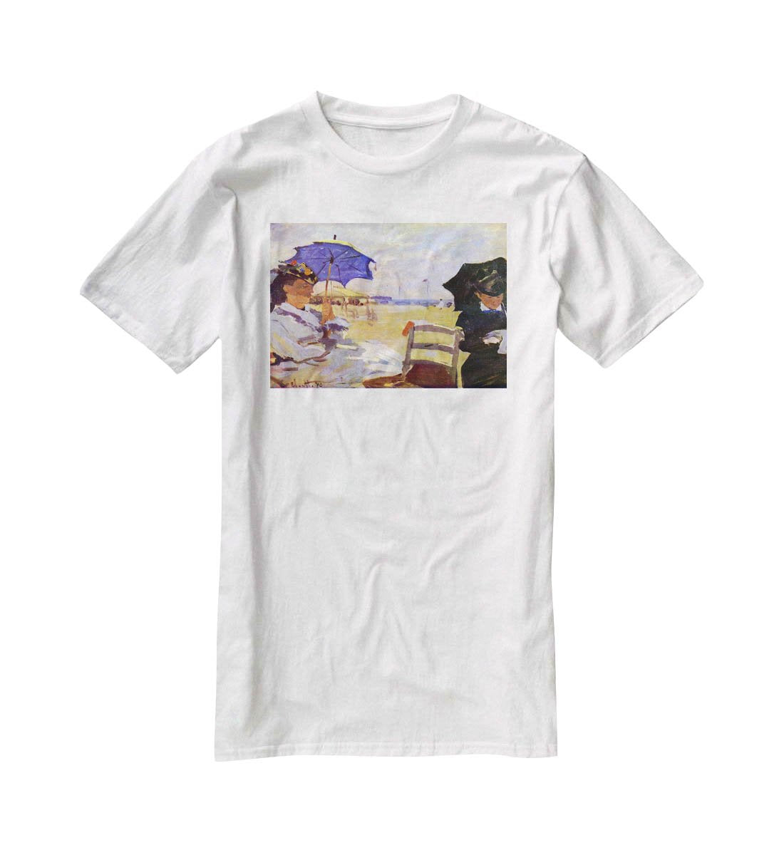 On the beach at Trouville by Monet T-Shirt - Canvas Art Rocks - 5