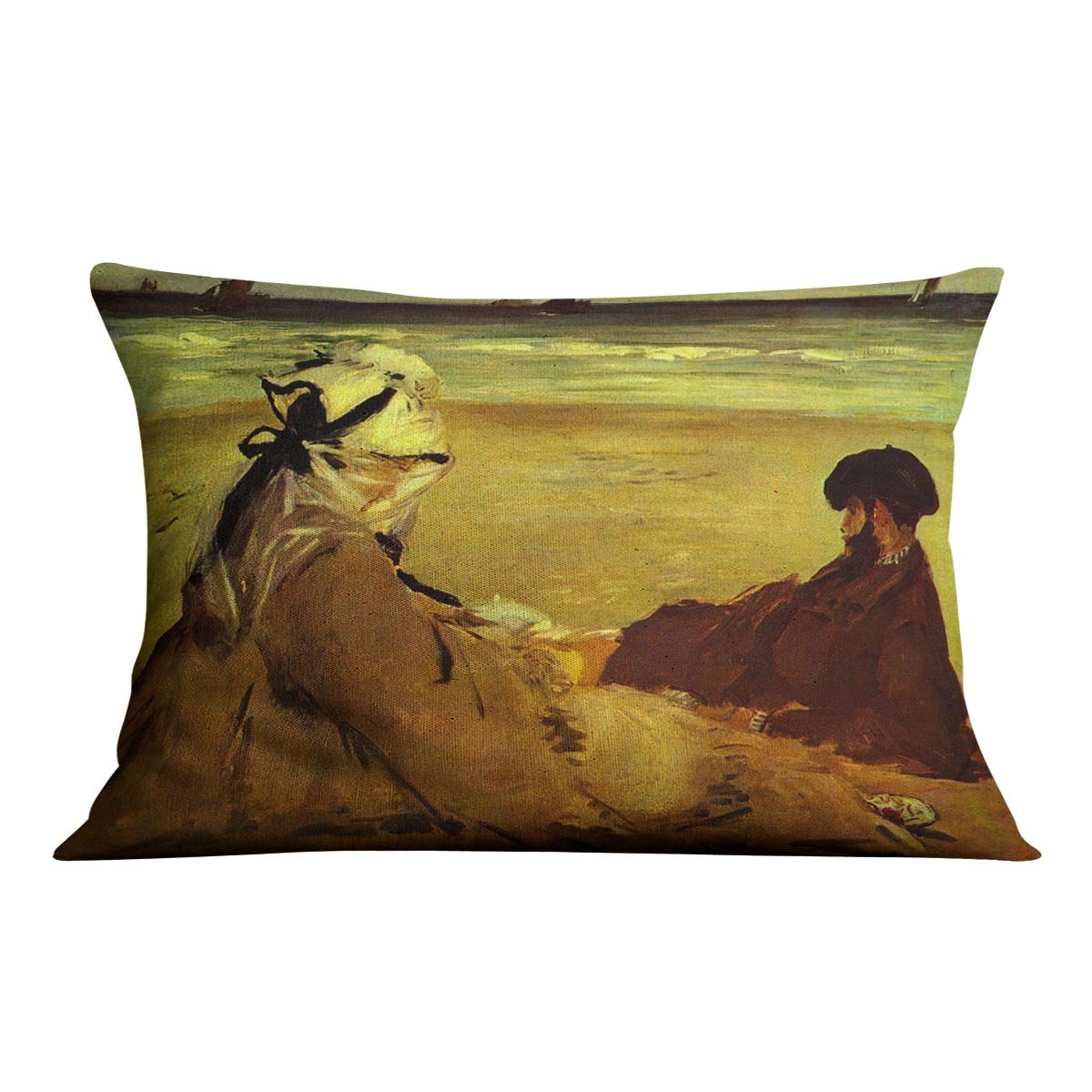 On the beach by Edouard Manet Throw Pillow