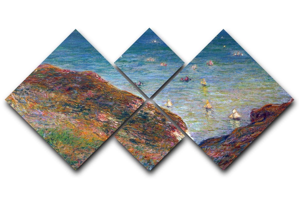 On the cliffs of Pour Ville Fine weather by Monet 4 Square Multi Panel Canvas  - Canvas Art Rocks - 1