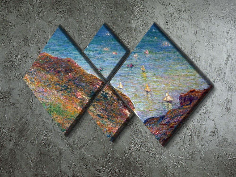 On the cliffs of Pour Ville Fine weather by Monet 4 Square Multi Panel Canvas - Canvas Art Rocks - 2