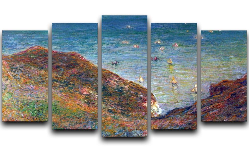 On the cliffs of Pour Ville Fine weather by Monet 5 Split Panel Canvas  - Canvas Art Rocks - 1