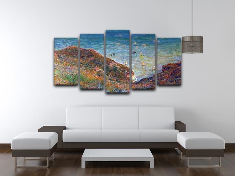 On the cliffs of Pour Ville Fine weather by Monet 5 Split Panel Canvas - Canvas Art Rocks - 3