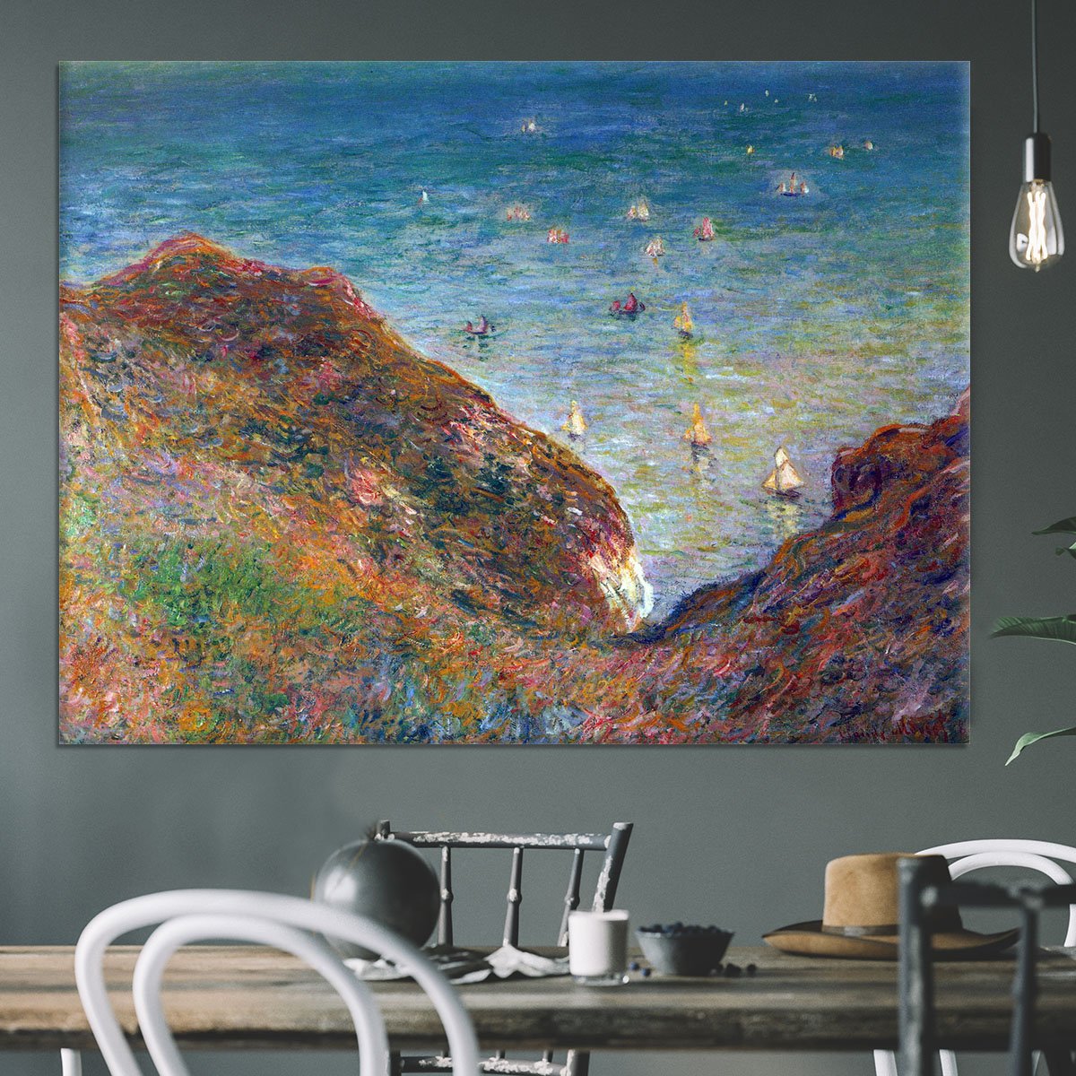On the cliffs of Pour Ville Fine weather by Monet Canvas Print or Poster