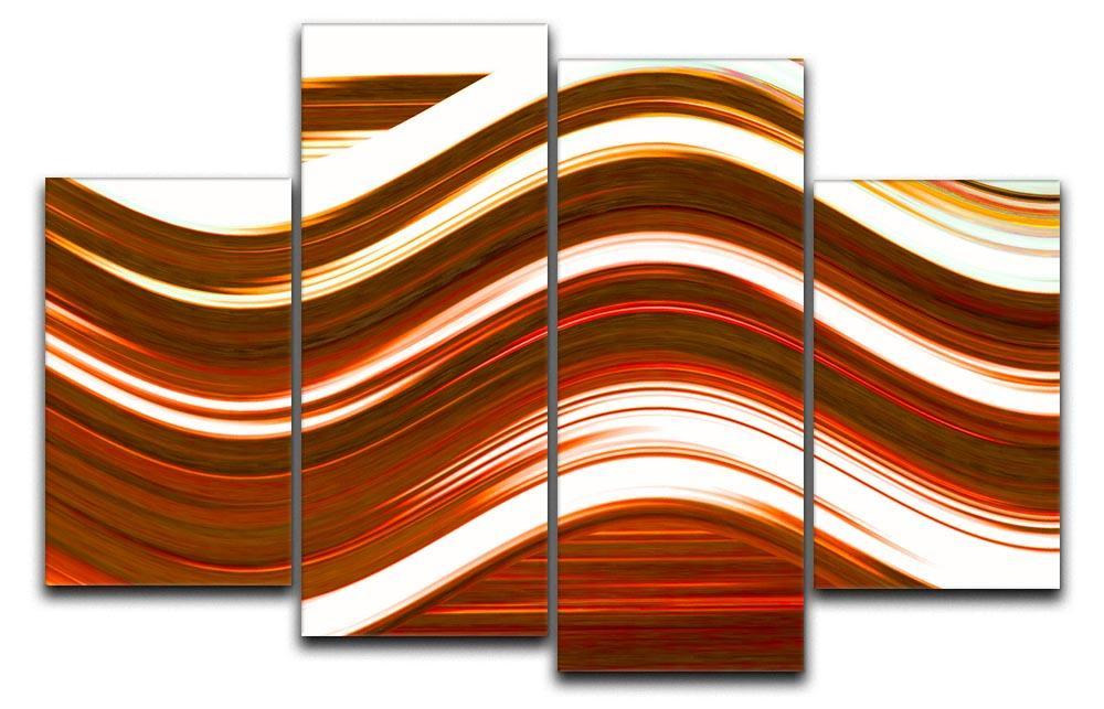 Orange Wave 4 Split Panel Canvas - Canvas Art Rocks - 1
