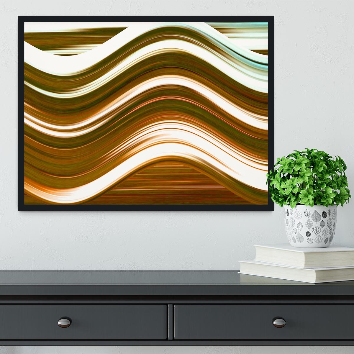 Orange Wave Framed Print - Canvas Art Rocks - 2