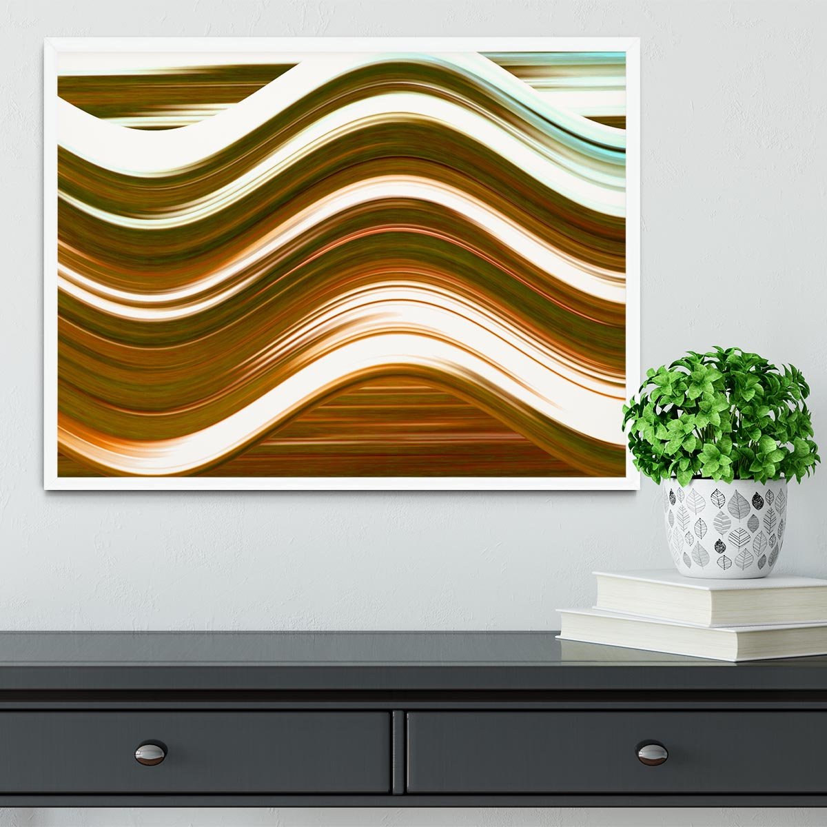 Orange Wave Framed Print - Canvas Art Rocks -6