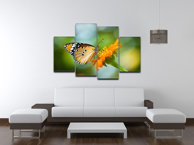 Orange butterfly on flower Thailand. 4 Split Panel Canvas - Canvas Art Rocks - 3