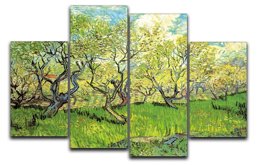 Orchard in Blossom 2 by Van Gogh 4 Split Panel Canvas  - Canvas Art Rocks - 1