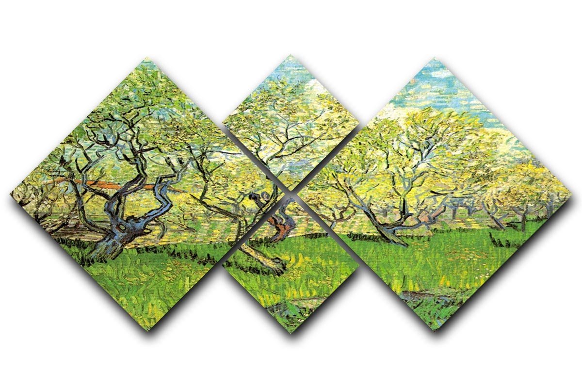 Orchard in Blossom 2 by Van Gogh 4 Square Multi Panel Canvas  - Canvas Art Rocks - 1