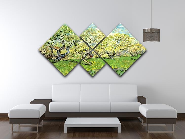 Orchard in Blossom 2 by Van Gogh 4 Square Multi Panel Canvas - Canvas Art Rocks - 3