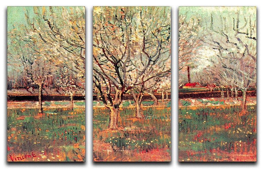 Orchard in Blossom Plum Trees by Van Gogh 3 Split Panel Canvas Print - Canvas Art Rocks - 4