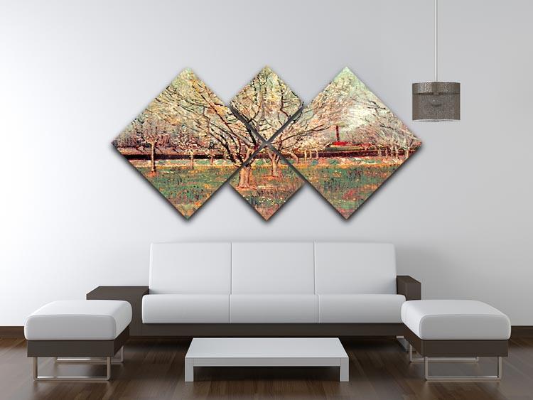 Orchard in Blossom Plum Trees by Van Gogh 4 Square Multi Panel Canvas - Canvas Art Rocks - 3
